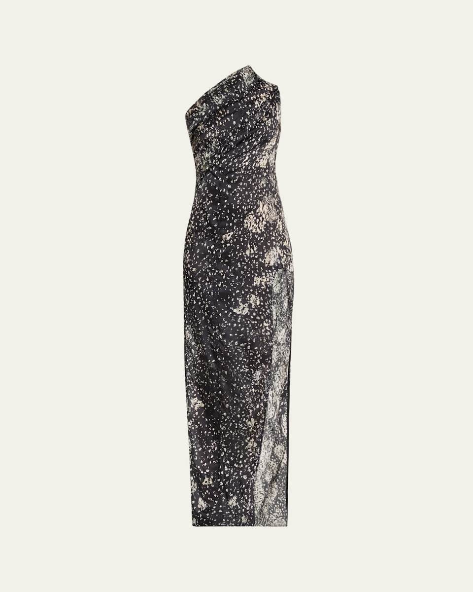 Athena One-Shoulder Printed Arrowhead Dress